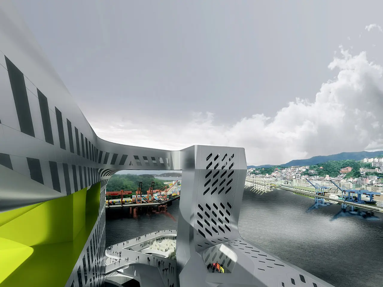 This is an architecture building. Here is the road with vehicles. I think these are the groups of...