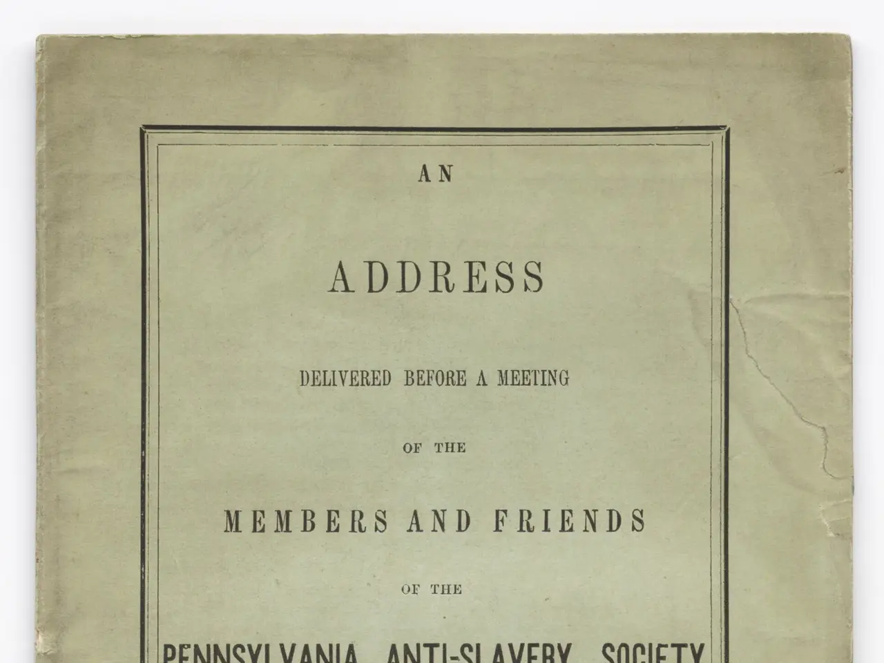 The image shows a book with the title "An Address Delivered Before a Meeting of the Members and...