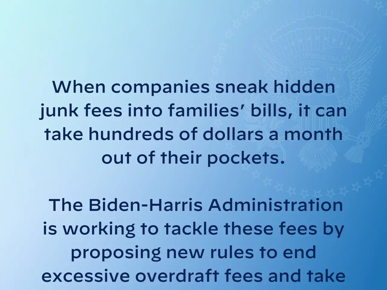 The image shows a poster with text and a logo that reads "When companies sneak hidden junk fees...