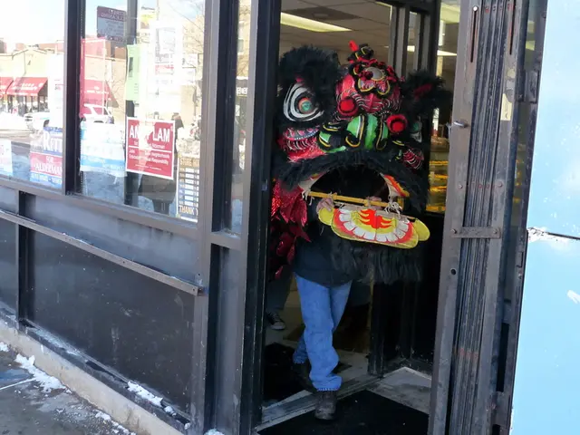 In this image we can see a person dressed in a costume standing on the floor. In addition to this...