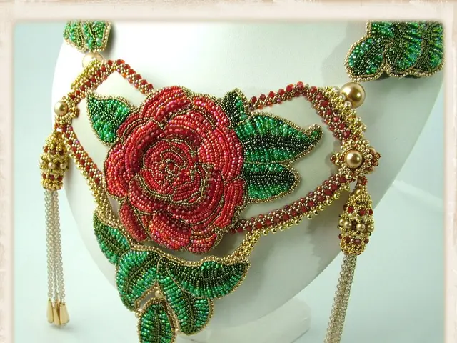 In this image, we can see a jewelry item on the white color object.