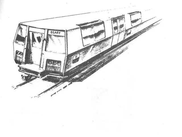 In this image I can see two drawings of a train. At the bottom of the image I can see some text.