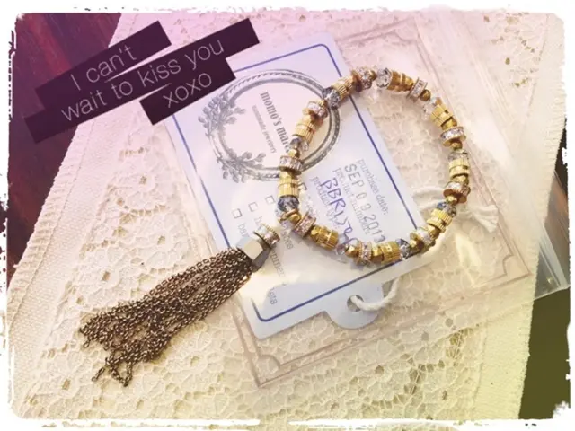 In this picture, we see a brown table on which white cloth, bracelet and a plastic cover containing...