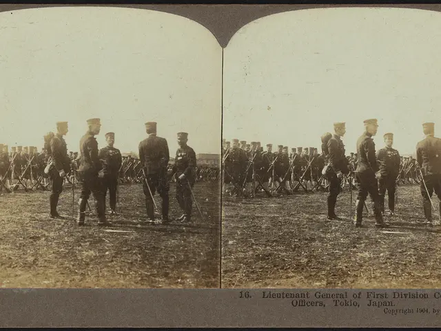 In this picture there is a old collage photograph of the military group standing in the front....
