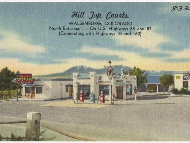 In the center of the image we can see buildings and trees. At the bottom there is fence. In the...