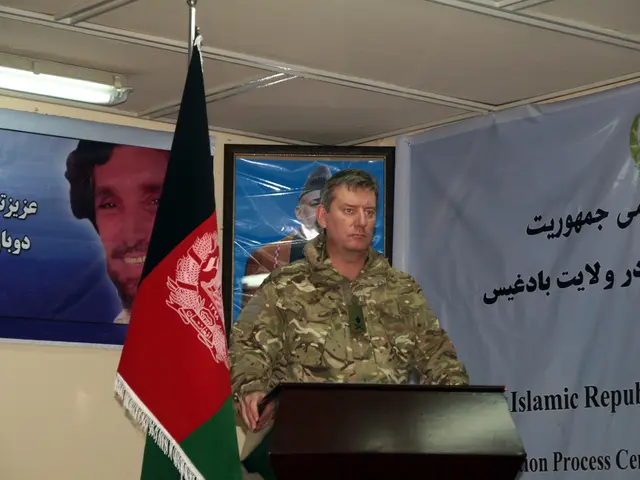 This image is clicked inside a room. There is a person in the middle. He is wearing military dress....