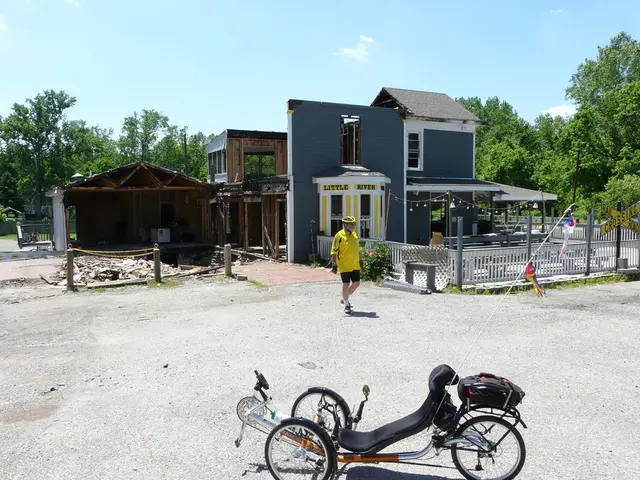In this image, there is one man in the middle and near this man one house is there.