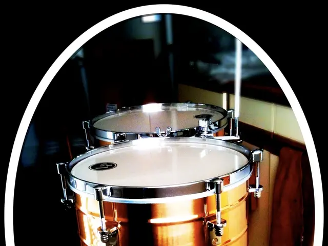 This is an edited image, in this image there are musical instruments on a wooden floor.