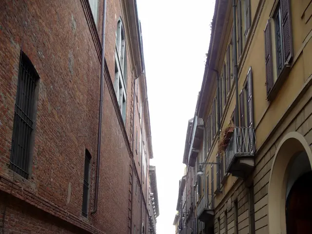 In this image there are vehicles parked on the road, on the either side of the road there are...