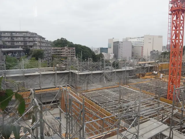 This image consists of many buildings. At the bottom, we can see iron rods and wooden sticks. At...
