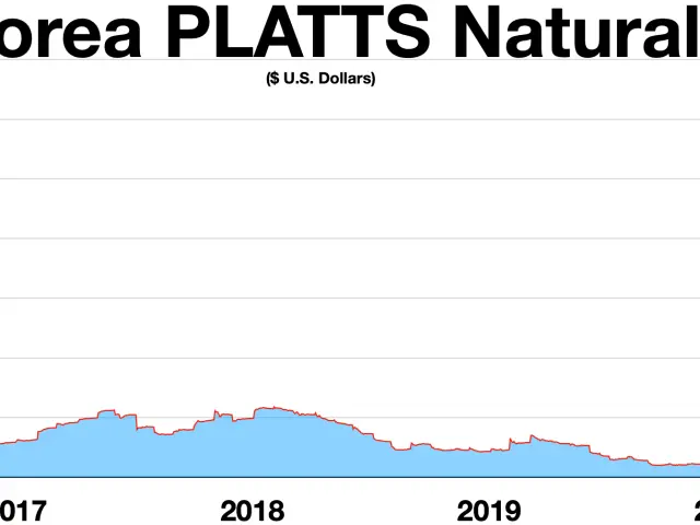 The image shows a graph on a white background with the text "Japan/Korea PLATTS Natural Gas Price"...