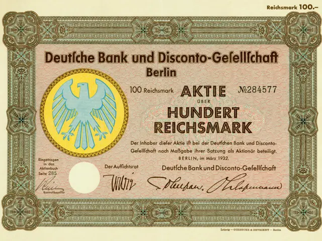 The image shows an old German banknote with a picture of a bird on it. The text on the paper reads...
