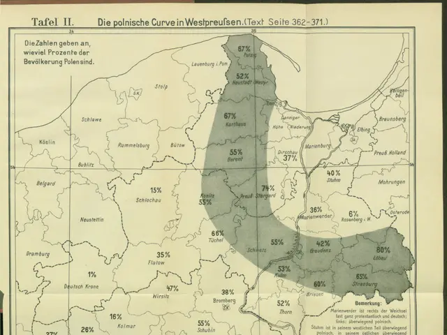 The image shows a black and white map of Germany with the percentage of people living in the...