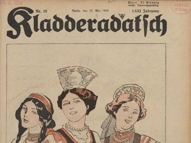 The image shows an old book with a drawing of three women in traditional Bavarian clothing on the...
