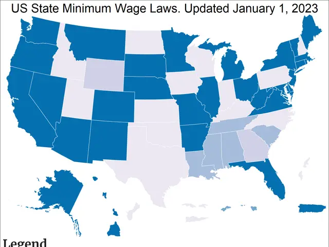 The image shows a map of the United States with the text "US State Minimum Wage Laws Updated...