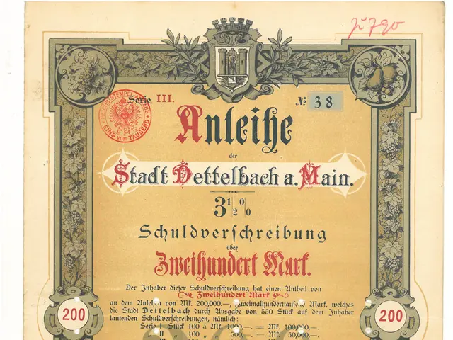 The image shows an old German stock certificate with a picture of a man on it. The certificate has...