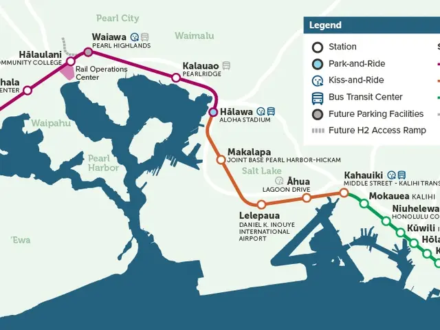 The image shows a map of the Honolulu Metro System, with a route map and text indicating the...