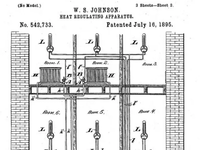 The image shows a drawing of a machine with a lot of pipes and valves, which is believed to be a...