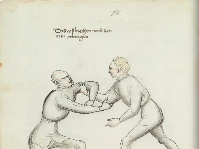 The image shows two men engaged in a physical altercation, with one man throwing a punch at the...