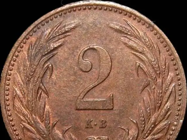 The image shows a copper coin with the number 2 on it against a dark background.