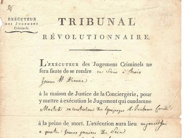 The image shows an old document with the words "Tribunal Révolutionnaire" written on it, which is a...