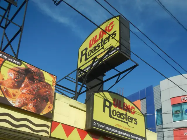 The image shows a restaurant with a sign that reads "Uling Roasters" on the side of it, surrounded...