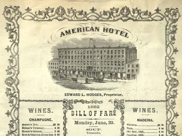 The image shows an old book with a picture of a building on it, which is the American Hotel Bill of...