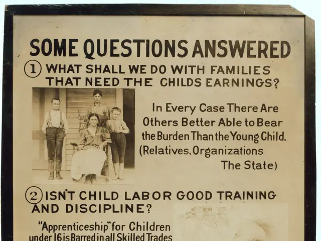 The image shows a poster with text and pictures of people, depicting the future of the family...