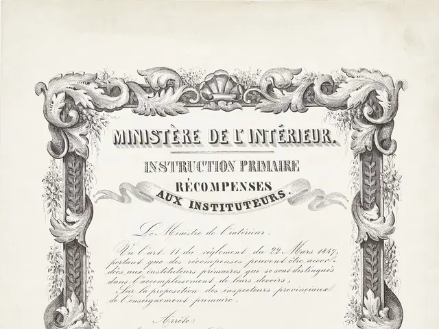 The image shows a certificate issued by the Ministry of Interior, with text and a design on the...