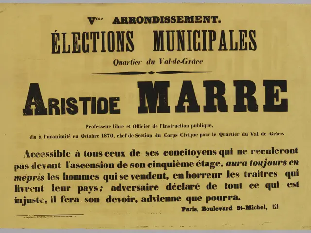 The image shows an old poster with the words "Elections Municipales Aristide Marre" written on it...