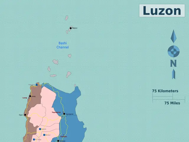 The image shows a political map of Luzon, Philippines. It is a poster with a detailed map of the...