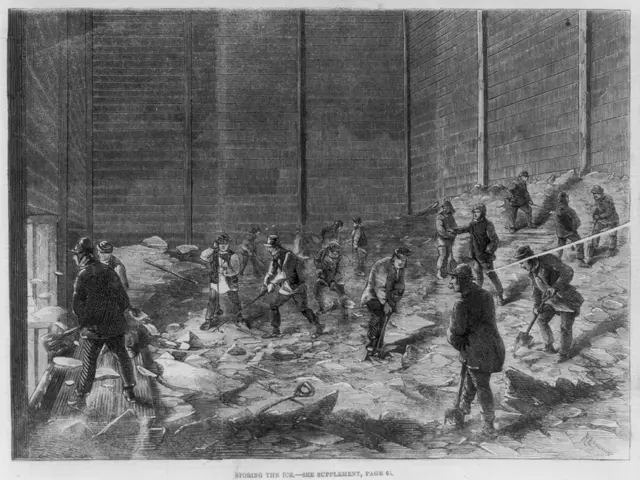 The image shows a group of men working in a coal mine, with a wall in the background. At the bottom...