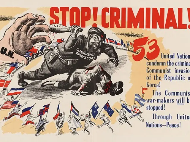 The image shows a poster with a hand holding a sign that reads "Stop Criminal" and a group of...
