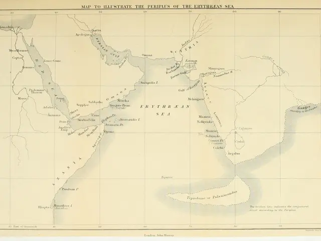 The image shows a paper with a map of the Middle East, depicting the extent of the Persian Gulf....