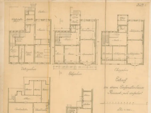 The image shows a page from a book with a drawing of a floor plan of a building, which is believed...