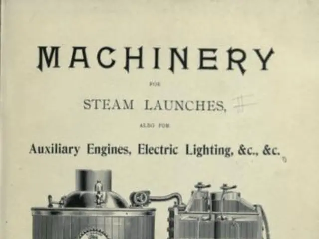 The image shows an old book with a picture of a steam engine on it. The text on the paper reads...