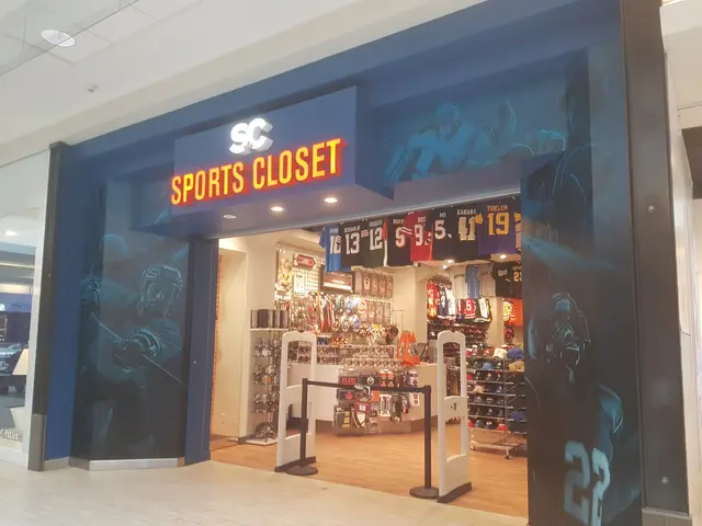The image shows a sports closet in a shopping mall with a sign that reads "SC Sports Closet" on the...