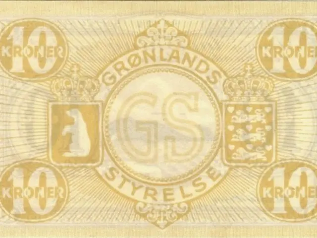 The image shows a 10 Kroner banknote from the Netherlands with a crown on it. The paper has text...
