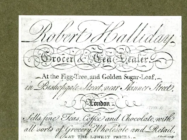 The image shows a paper with the text "Robert Halliday Grocer & Tea Dealer" written on it,...