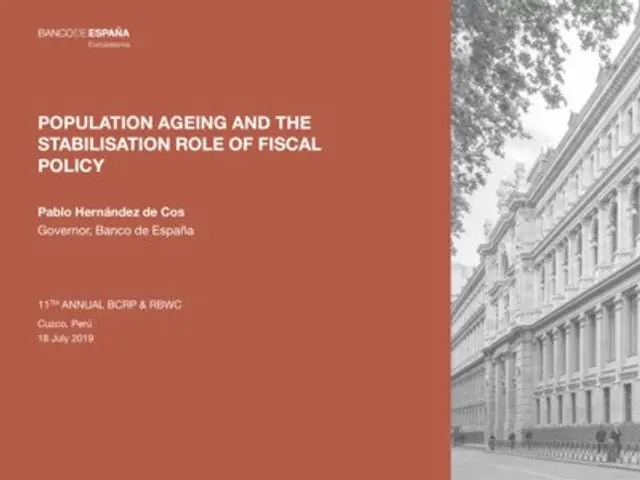 The image shows a black and white picture of a building on the right side, with a few people...