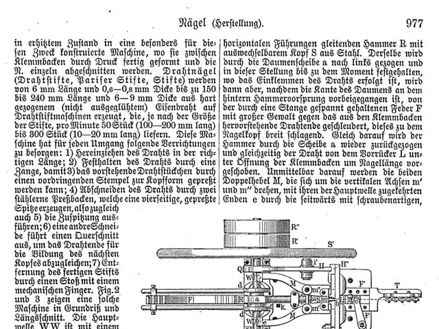 The image shows a page from a book with a drawing of a machine on it. The text on the page reads...