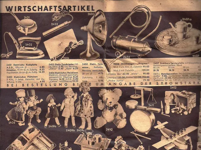 The image shows an advertisement for a toy store with a variety of toys, including a bus, a person,...