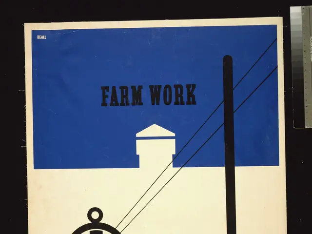 The image shows a poster with the words "Farm Work Rural Electricity Administration" written in...
