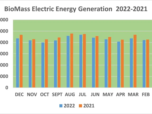 The image shows a graph depicting the biomass electric energy generation from 2022 to 2021. The...