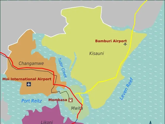 The image shows a poster of a map of Mumbai, India. It is a detailed map with roads, cities, and...