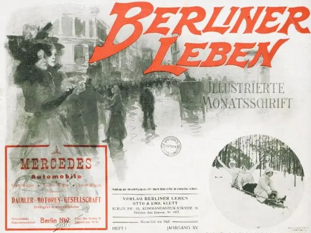 The image shows an advertisement for a Mercedes-Benz automobile in Berlin, Germany. It features a...