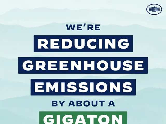 The image shows a poster with text and a logo that reads "We're Reducing Greenhouse Emissions by...