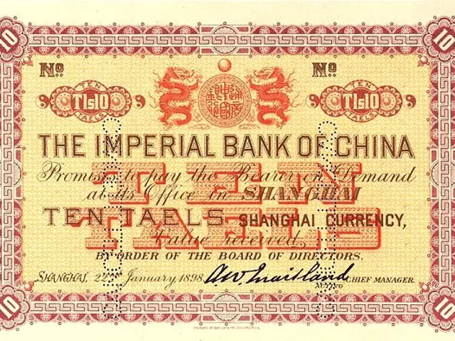 The image shows an Imperial Bank of China 10 Yuan banknote from 1898. It is a paper currency note...
