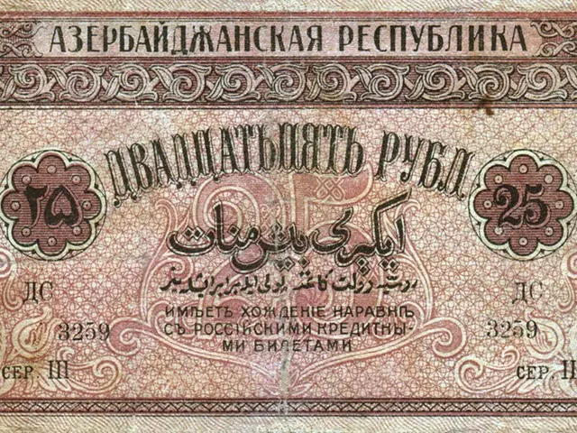 The image shows an old Russian banknote with Arabic writing on it. The paper has text and numbers...